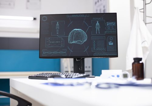 Computer screen with neurological image computer screen with neurological image